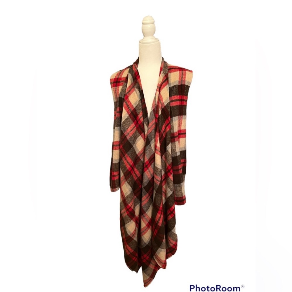 Peach Love California Red Plaid Cape